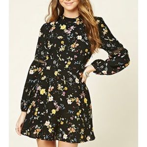 Floral Print Mock Neck Dress